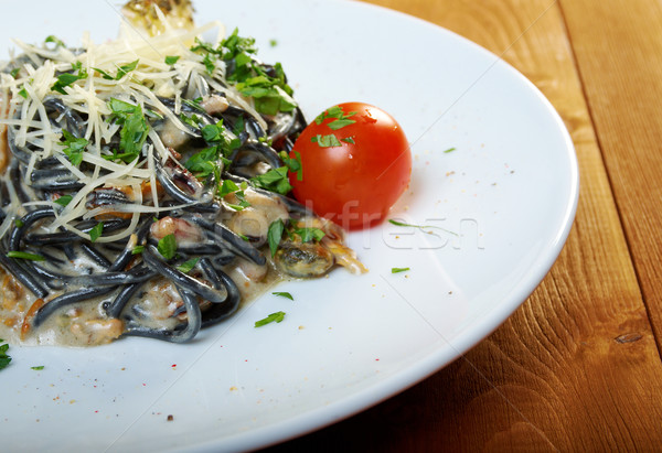 Spaghetti al Nero di Seppia Stock photo © fanfo