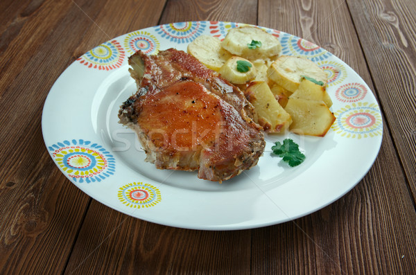 Porc maison de pomme de terre poulet dîner Photo stock © fanfo