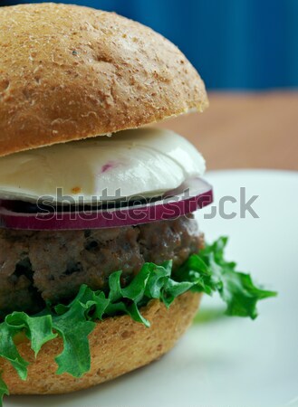 Final griego sabroso carne de vacuno Burger estilo Foto stock © fanfo