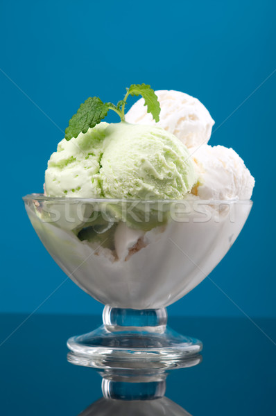 Foto d'archivio: Gelato · vetro · vaso · primo · piano · blu · cioccolato