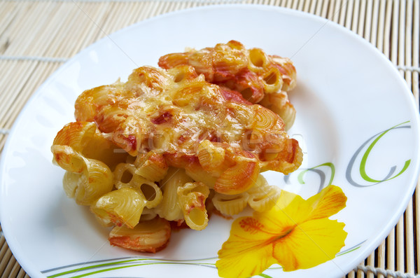 Pasta elleboog macaroni bakken tomatensaus mozzarella Stockfoto © fanfo