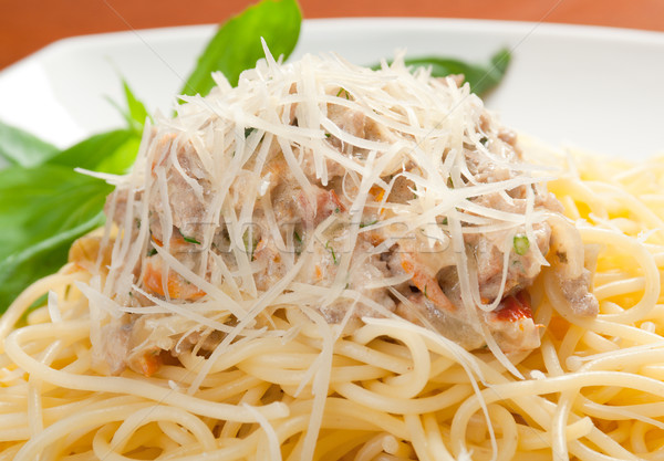 spaghetti carbonara on bowl Stock photo © fanfo