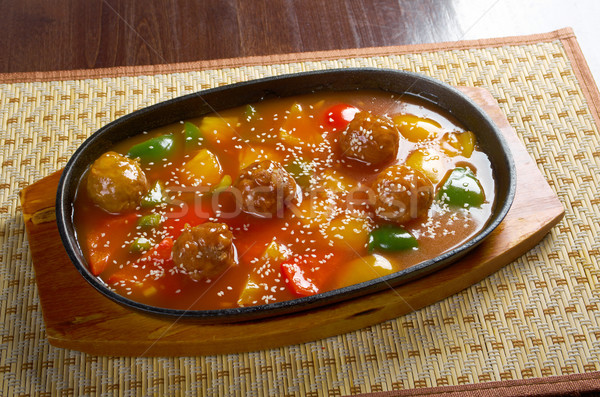 Carne di maiale crostata dolce salsa cinese cucina Foto d'archivio © fanfo