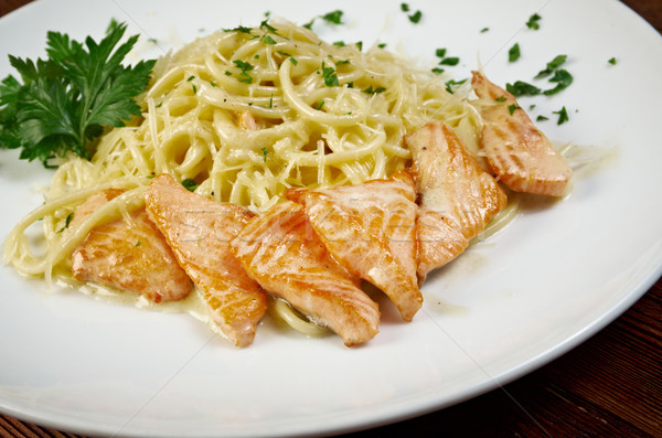 fettuccini pasta with salmon Stock photo © fanfo