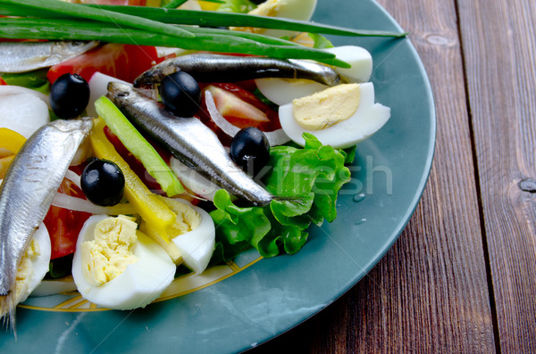 Nicoise Salad with anchovies Stock photo © fanfo