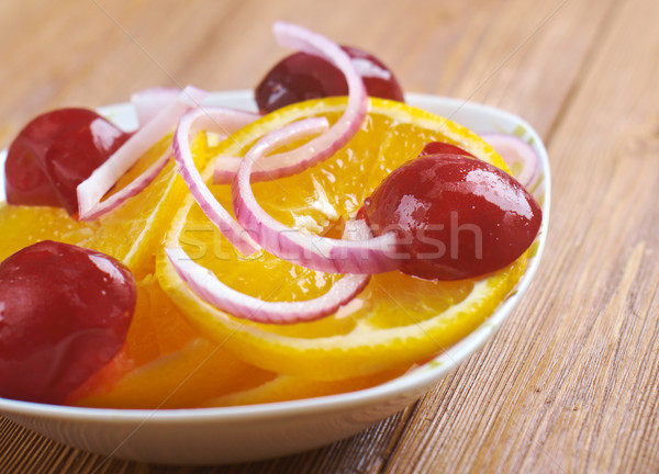 Stockfoto: Egyptische · oranje · salade · groene · olie · olijfolie