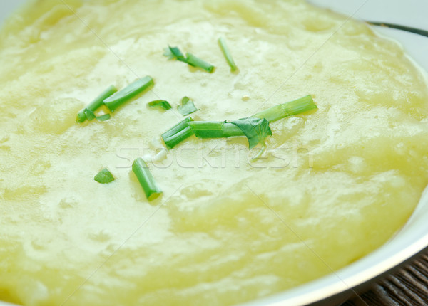 Póréhagyma leves tál fából készült eszik zöldség Stock fotó © fanfo