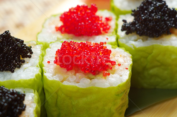 Roll made of Smoked fish and  roe Stock photo © fanfo