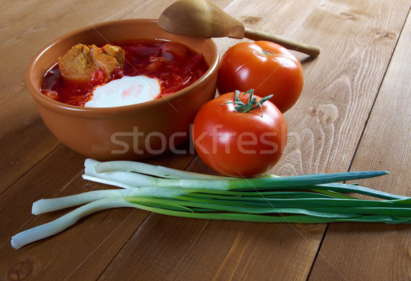  red-beet soup (borscht)  Stock photo © fanfo