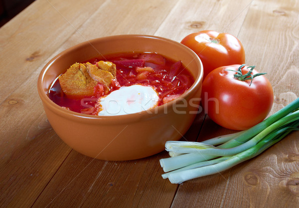  red-beet soup (borscht)  Stock photo © fanfo