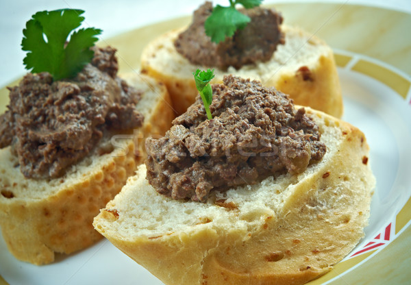 Stockfoto: Kip · lever · eigengemaakt · vlees · snack · brood