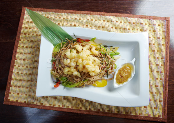 Soba Noodle and Tempura Seafood and Vegetables Stock photo © fanfo