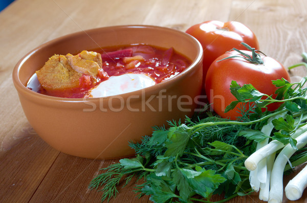  red-beet soup (borscht)  Stock photo © fanfo