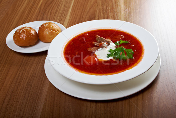 ukrainian and russian red-beet soup (borscht) Stock photo © fanfo