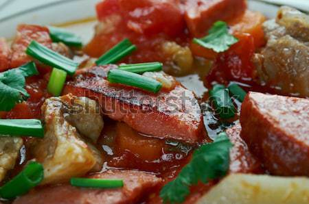 Foto stock: Plato · mexicano · cerdo · tomates · hortalizas · cal