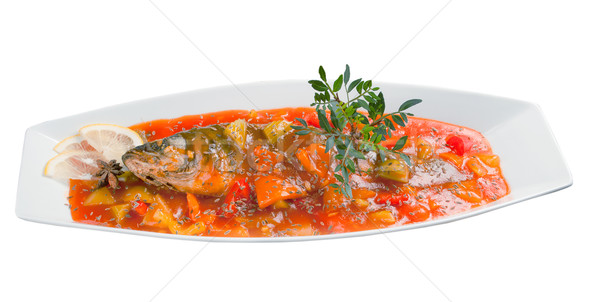 Mer loup alimentaire poissons Cook plat [[stock_photo]] © fanfo