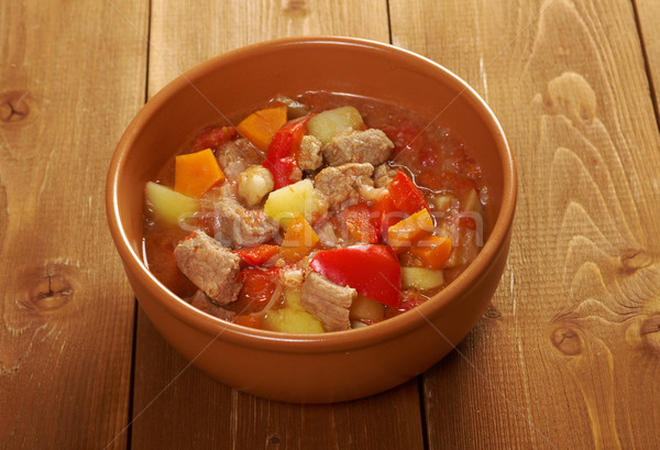 l Hungarian hot goulash soup Stock photo © fanfo