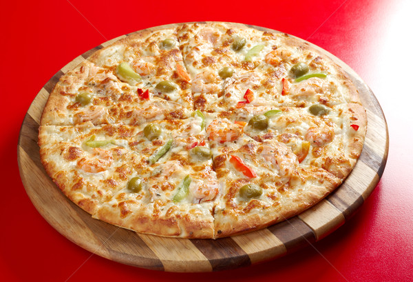 Pizza  with salmon Stock photo © fanfo