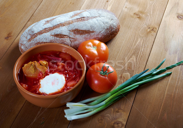  red-beet soup (borscht)  Stock photo © fanfo