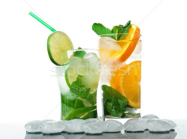 Mojito szemüveg zöld citrom italok trópusi Stock fotó © fanfo