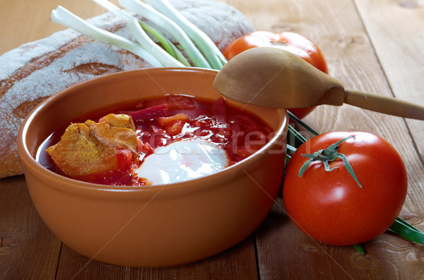  red-beet soup (borscht)  Stock photo © fanfo