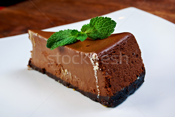 Chocolat cheesecake blanche plaque vert sweet Photo stock © fanfo