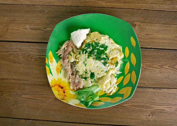 Boerderij Italiaans ontbijt pasta geitenkaas gerookt Stockfoto © fanfo