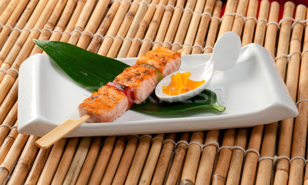 Japanese skewered salmon  Stock photo © fanfo