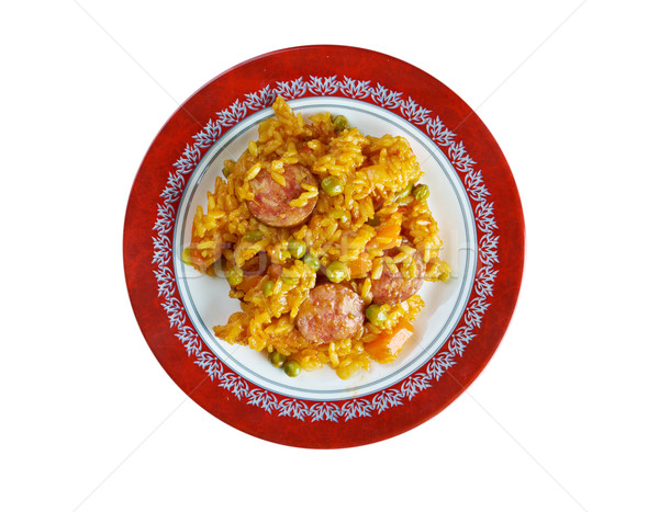 Chorizo tradicional prato Espanha vida arroz Foto stock © fanfo