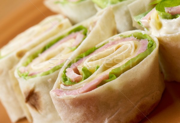 Gezonde clubsandwich pita brood rollen groene Stockfoto © fanfo