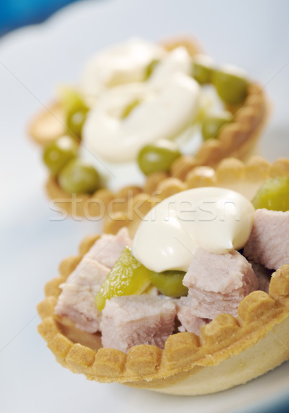 tartlet with salad on a white plate Stock photo © fanfo