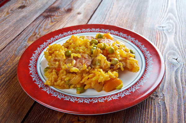 Chorizo tradicional plato España vida arroz Foto stock © fanfo