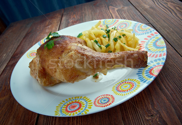 Kip met frieten Stock photo © fanfo