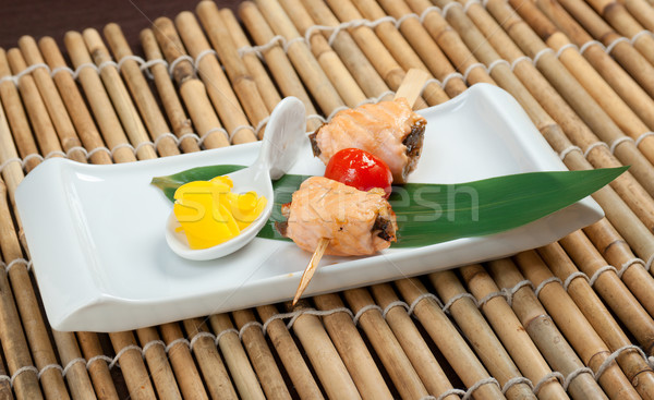 Japanese skewered  salmon Stock photo © fanfo