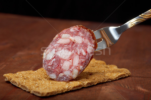 Foto stock: Salame · pão · longe · comida · gordura