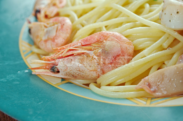 Spagetti kısrak İtalyan makarna deniz ürünleri deniz Stok fotoğraf © fanfo