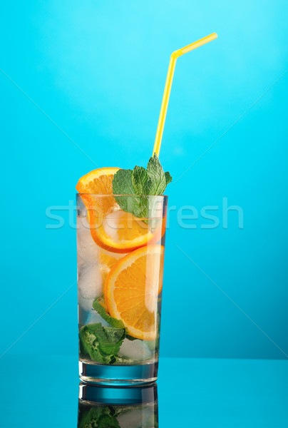 Mojito orange Cocktail blau Gläser Stock foto © fanfo