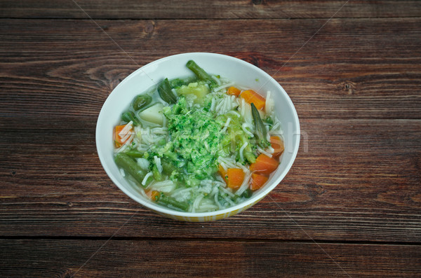 Stockfoto: Italiaans · soep · pasta · pesto · eten · maaltijd