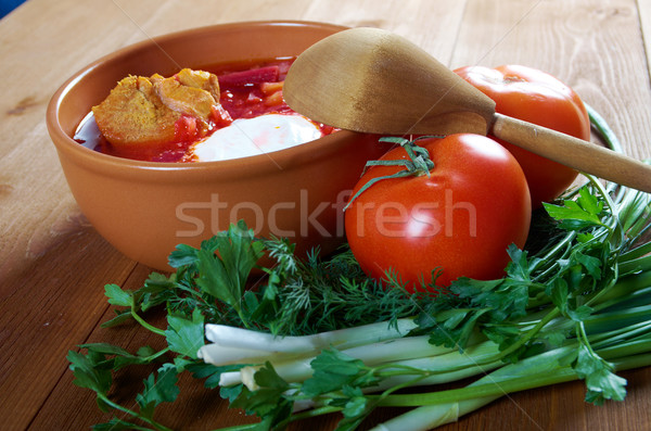  red-beet soup (borscht)  Stock photo © fanfo