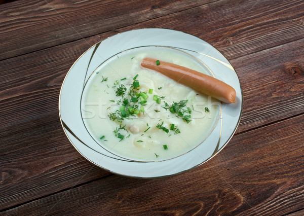 Aardappelsoep worstjes worst Duitsland smakelijk peterselie Stockfoto © fanfo