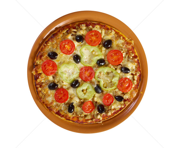 .home pizza with tomato and eggplant  Stock photo © fanfo