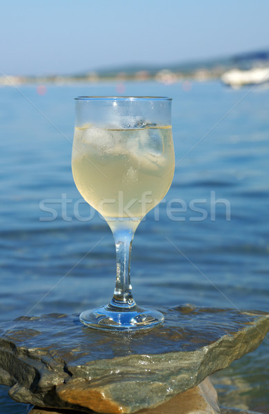 Glass of white wine by the coast Stock photo © fanfo