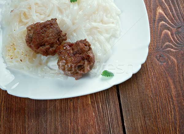 Mięsa warzyw ryżu tabeli zielone Zdjęcia stock © fanfo