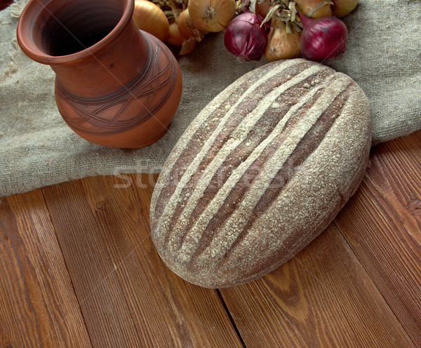 Rusztikus rozs kenyér frissen sült hagyományos Stock fotó © fanfo