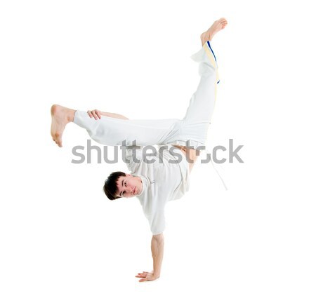 Foto d'archivio: Capoeira · ballerino · posa · bianco · uomo · formazione