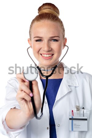улыбаясь врач стетоскоп красивой медсестры стороны Сток-фото © fantasticrabbit