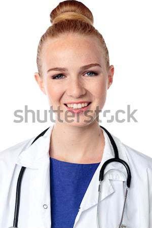 Sorridente sincero feminino médico belo olhando Foto stock © fantasticrabbit