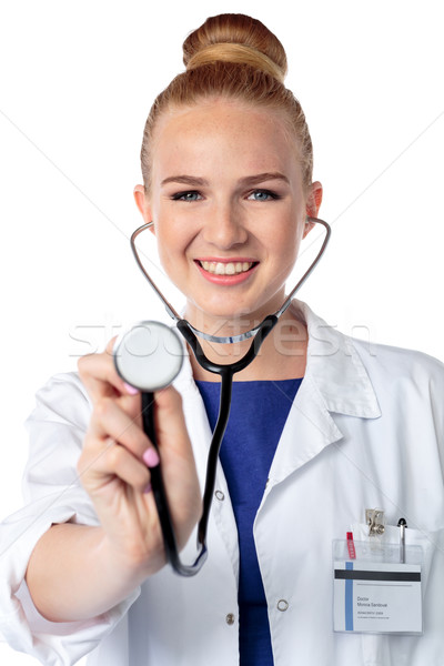 улыбаясь медсестры стетоскоп красивой женщины Сток-фото © fantasticrabbit