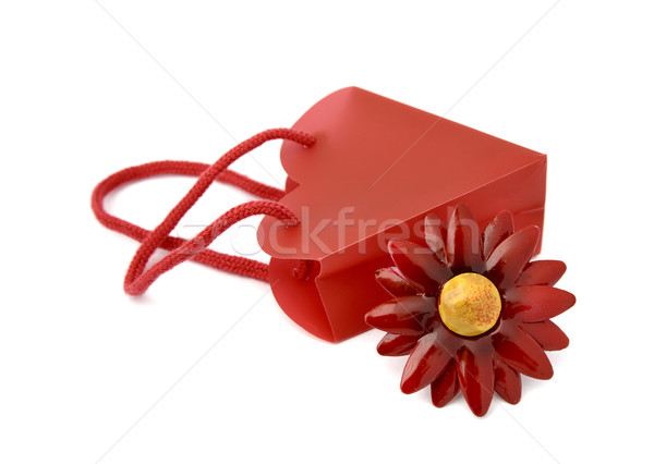 Rouge sac cadeau fleur métal heureux Photo stock © farres