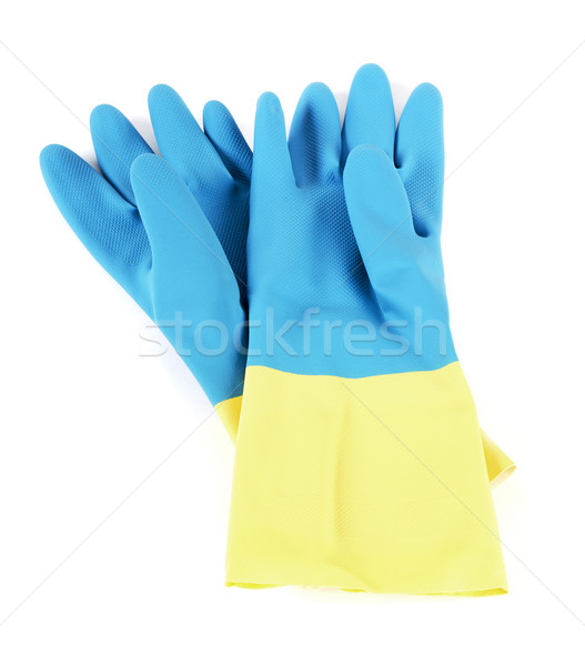 Rubberen handschoenen paar gezondheid Blauw witte object Stockfoto © farres